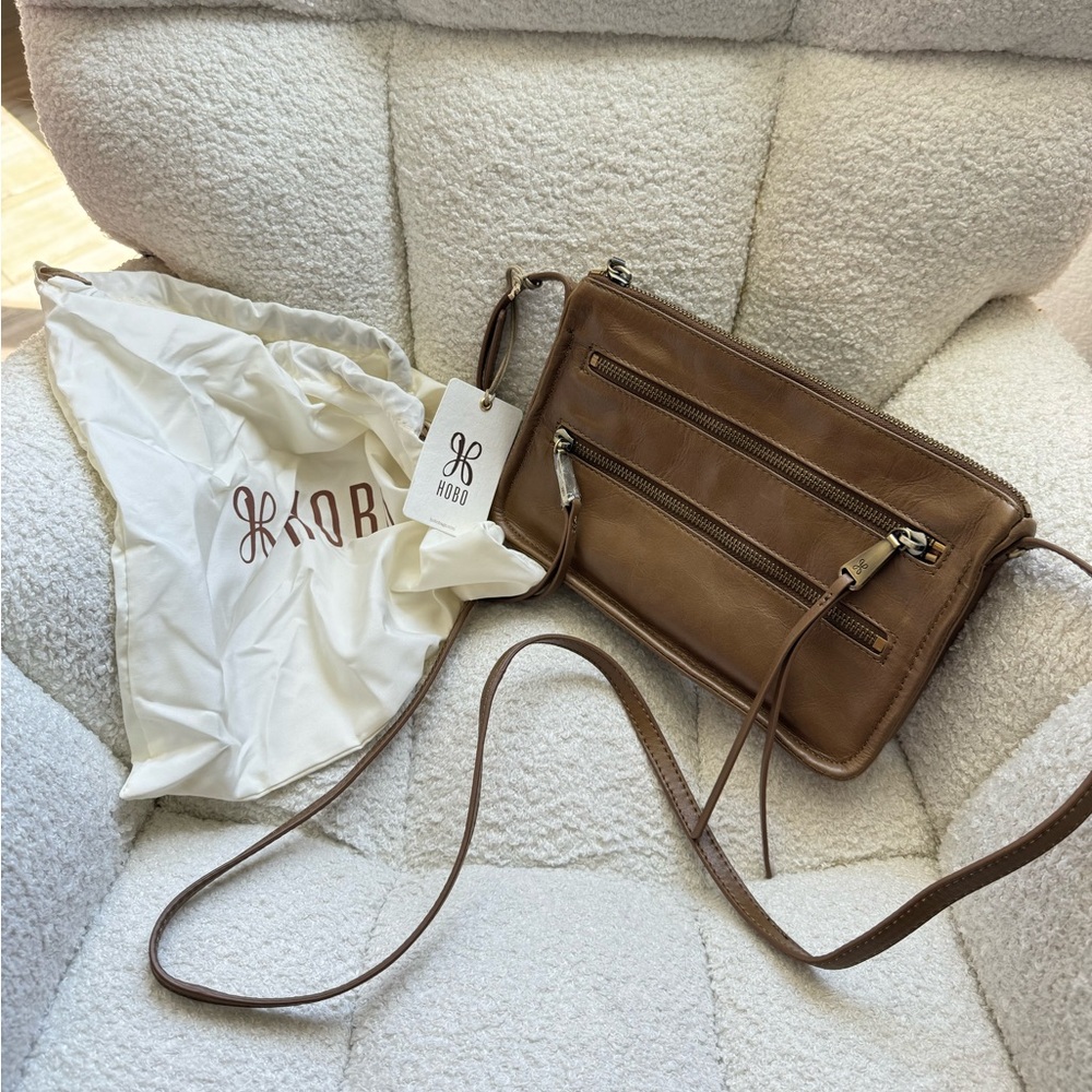 HOBO Tan/green Leather Crossbody Bag